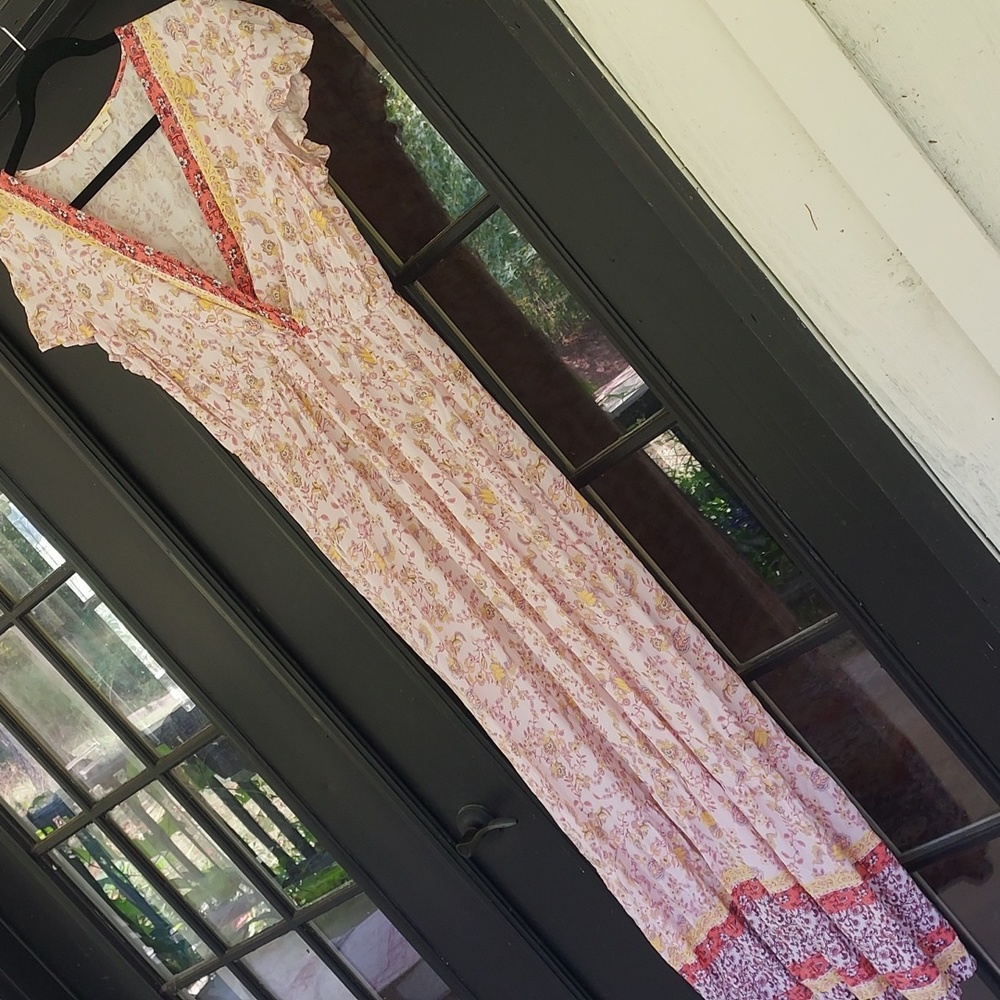 BeBop Pink and Yellow Pleated Sundress